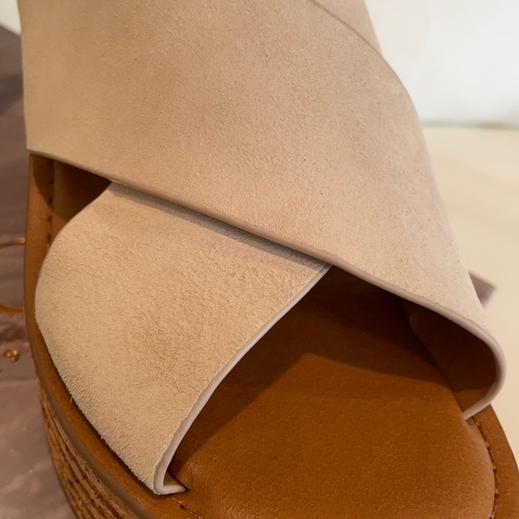 NIB (8.5) FRANCO SARTO BM vanilla suede Caroline cork leather platforms - Picture 13 of 14